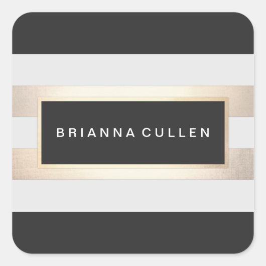 Sticker Carré Or moderne et rayures noires (Devant)