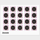 Sticker Carré Or rose et Merci Mariage noir (Feuille)