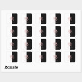 Sticker Carré Or rose moderne personnalisé avec monogramme parta (Feuille)