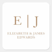 Sticker Carré Or Simple Mariage Monogramme Couple Initiales (Devant)