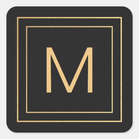 Sticker Carré Or simple | Noir | Monogramme (Devant)