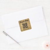 Sticker Carré or sparkles script rétro rsvp qr code mariage (Enveloppe)