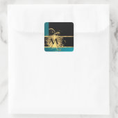 Sticker Carré or vert turquoise et monogramme noir (Sac)