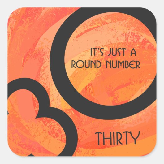 Sticker Carré Orange 30 décades Anniversaire (Devant)