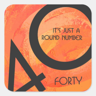 Sticker Carré Orange 40 Anniversaire de la Décennie
