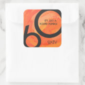 Sticker Carré Orange 60 Anniversaire de la Décennie (Sac)