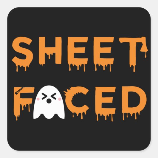 Sticker Carré Orange à facettes feuille (Devant)