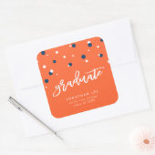 Sticker Carré Orange Blue Confetti Graduate Graduate (Enveloppe)
