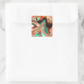 Sticker Carré Orange Brown Art moderne Abstrait (Sac)