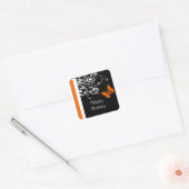 Sticker Carré Orange Butterly Tourne joyeusement Anniversaire (Enveloppe)