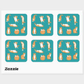 Sticker Carré Orange Cats Funny (Feuille)