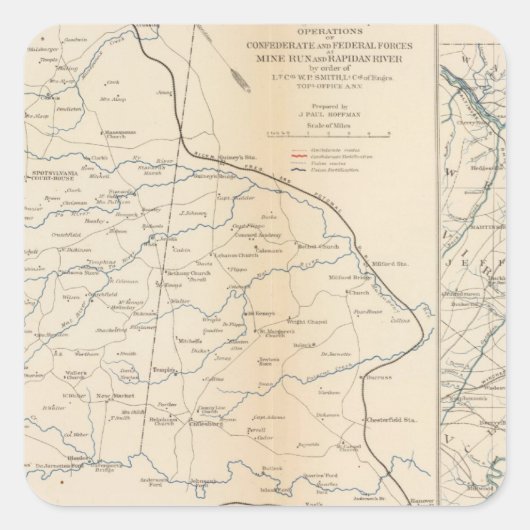 Sticker Carré Orange Co, Va, Mine Run, Rapidan River (Devant)