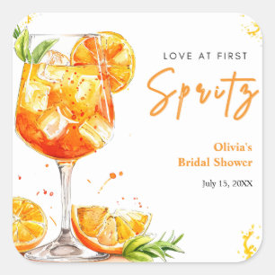 Sticker Carré Orange Cocktail Amour au Premier Spritz Enterremen