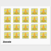 Sticker Carré Orange Cone & Construction Tape Anniversaire (Feuille)