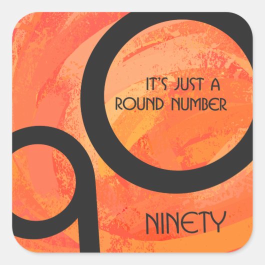 Sticker Carré Orange Décennie 90e anniversaire (Devant)