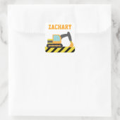 Sticker Carré Orange Excavateur, Véhicule De Construction Pour E (Sac)