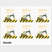 Sticker Carré Orange Excavator Construction Enfants Fête Anniver (Feuille)