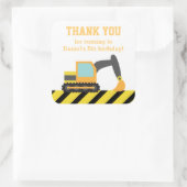 Sticker Carré Orange Excavator Construction Enfants Fête Anniver (Sac)
