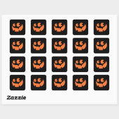 Sticker Carré Orange Happy Halloween Citrouille (Feuille)