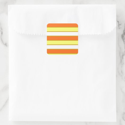 Sticker Carré Orange, jaune et White Stripes (Sac)