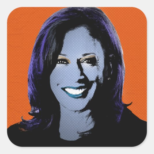 Sticker Carré Orange Kamala Harris Pop Art (Devant)