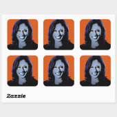 Sticker Carré Orange Kamala Harris Pop Art (Feuille)