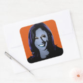 Sticker Carré Orange Kamala Harris Pop Art (Enveloppe)
