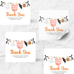 Sticker Carré Orange Little Boo Baby shower