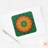 Sticker Carré Orange Mandala (Enveloppe)