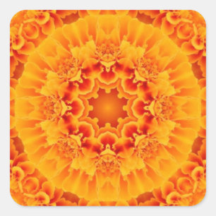 Sticker Carré Orange Marigold Mandala