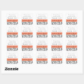 Sticker Carré Orange, Noir Mariage Faveur Merci Message (Feuille)