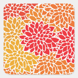 Sticker Carré Orange rouge coloré Vintage des années 60