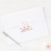 Sticker Carré Orange Rouge Simple Floral Dot Moderne (Enveloppe)