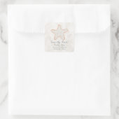Sticker Carré Orange Rustic Starfish Enregistrer la date (Sac)