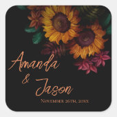 Sticker Carré Orange Rustique Brûlé Joli Mariage Floral (Devant)