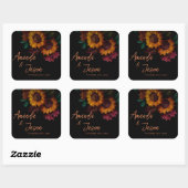Sticker Carré Orange Rustique Brûlé Joli Mariage Floral (Feuille)