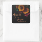 Sticker Carré Orange Rustique Brûlé Joli Mariage Floral (Sac)