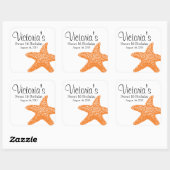 Sticker Carré Orange Starfish Beach Anniversaire (Feuille)