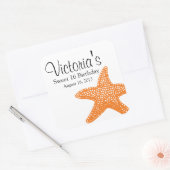 Sticker Carré Orange Starfish Beach Anniversaire (Enveloppe)