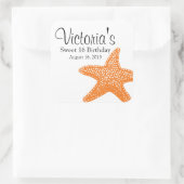 Sticker Carré Orange Starfish Beach Anniversaire (Sac)