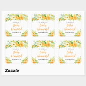 Sticker Carré Oranges Citrus Baby Shower Bookplate (Feuille)