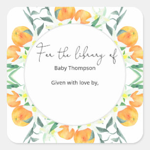 Sticker Carré Oranges de Citrus - Plaque baby shower