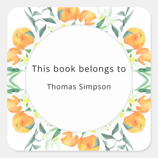 Sticker Carré Oranges de Citrus - Plaque baby shower (Devant)