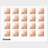 Sticker Carré Oranges et fleurs d'agrumes doux Nouvelle adresse (Feuille)