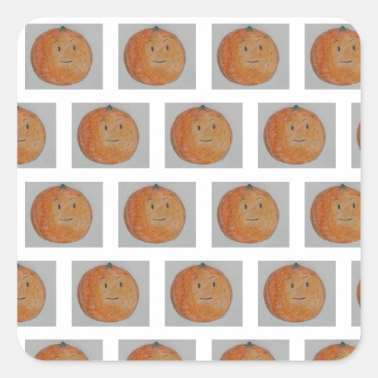 Sticker Carré Oranges tangerines mandarines agrumes mignons (Devant)