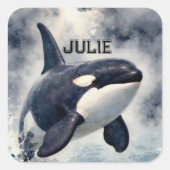 Sticker Carré  Orca Stormy waves, Personalized (Devant)