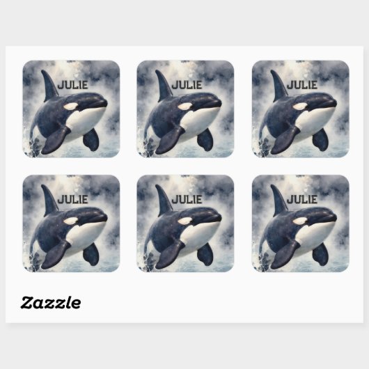 Sticker Carré  Orca Stormy waves, Personalized (Feuille)