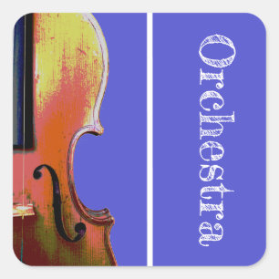 Sticker Carré Orchestre musical Violon mignon violet