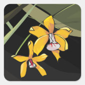 Sticker Carré Orchidée jaune Fleur tropicale Botanique (Devant)