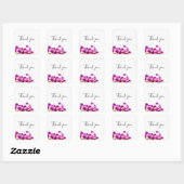 Sticker Carré Orchidée violette avec pierre sur blanc merci (Feuille)